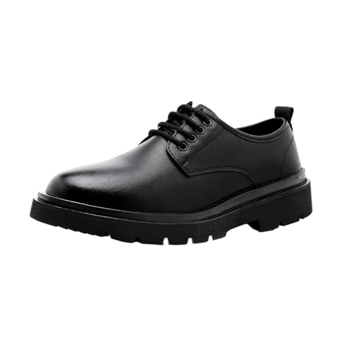 Men's Business Dress Shoes, Soft Sole Casual Leather Oxford Shoes for Men, Warm Lined Winter Cotton Padded Shoes, Comfortable Fit Round Toe Lace-Up