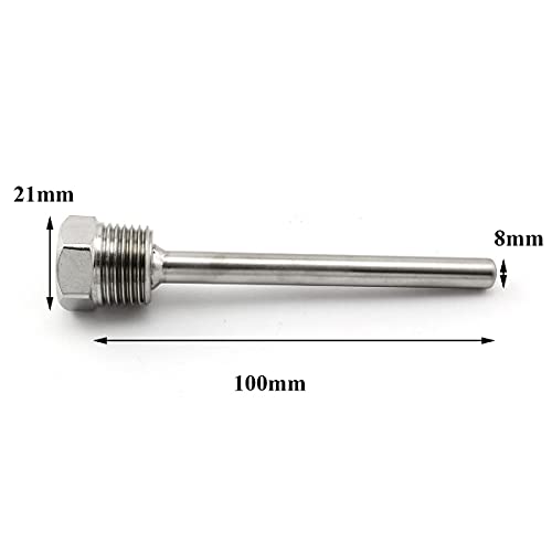Heyous 2Pcs 1/2 Inch Npt 100Mm Thermowell Stainless Steel Thermowell With Nylon Cable Gland For Temperature Sensors #TOP2
