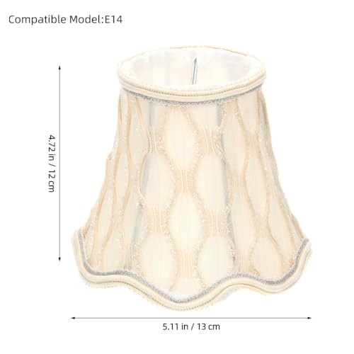 Vintage Cloth Lampshade E14/E27 Clip-on, 6 Inch Scalloped Design Light Socket Cover for Table and Wall Lamp, 1 set. by ibasenice - Used condition - Image 4