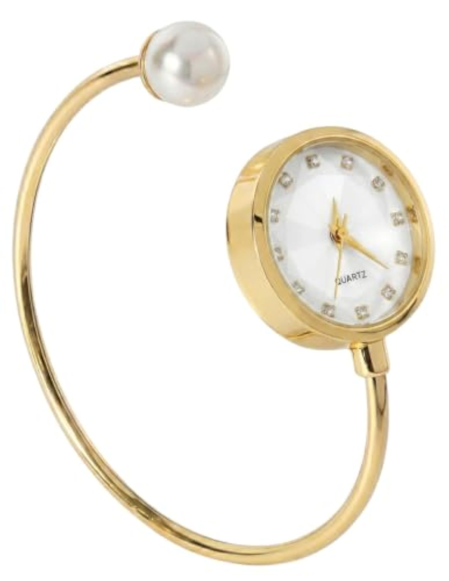 Women's Gold Snake Bracelet Watch with Black Teardrop Dial