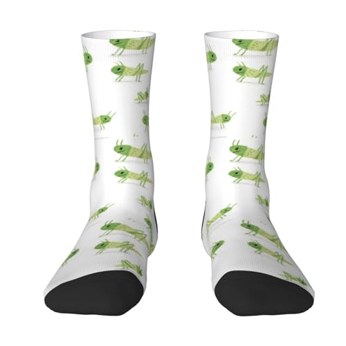 YSOLDA Chaussettes d'équipage, chaussettes de sport de nouveauté décontractées, chaussettes de compression amusantes de 40CM de long pour unisexe,Sauterelle