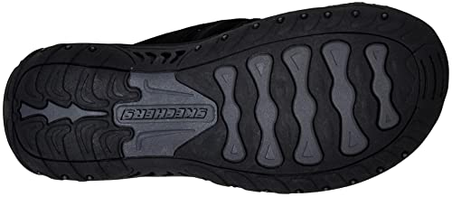 Skechers Women's-Reggae Rasta Thong Sandal, Black/Black/Black, 11 W US