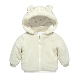 Mud Kingdom Baby Boys Fleece Jacket Reversible Cozy Sherpa Lined Full Zip Hoodie Thick Warm Outerwear Beige 12-18 Months