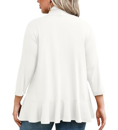 Anymiss Women's 1X-6X Plus Size 3/4 Sleeve Cardigan - Open Front Summer Cover Up3