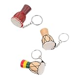ROMISBABA Llaveros de Percusión Africana Mini de Madera y Piel de Oveja, 3 Piezas Estilo Aleatorio, Colgantes para Llaves y Bolsos, Accesorios Decorativos para Mochila y