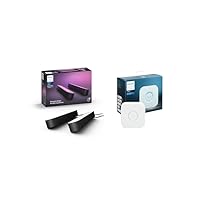 PHILIPS Hue Play Lampada LED Connessa, Unit&agrave; Base con Alimentatore, 2 Pezzi, Nero + Hue Bridge...