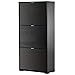 HOMCOM Meuble à Chaussures 3 Portes abattantes 3 Compartiments MDF Noir laqué
