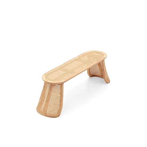 Banco al Final de la Cama Taburete de cama de madera maciza for el hogar, sala de estar, taburete trenzado de mimbre for zapatos, banco for estancia en casa, taburete bajo de cuerda trenzada, taburete