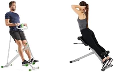 Sunny Health and Fitness 45 Degree Hyperextension Roman Chair, Steel, Grey, One Size + Row-N-Ride Squat Assist Trainer for Glutes & Full Body Cardio Workout with Adjustable Resistance