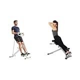 Sunny Health & Fitness Row-N-Ride Squat Assist Trainer for Glutes & Full Body Cardio Workout + 45 Degree Hyperextension Roman Chair, Steel, Grey, One Size SF-BH6629