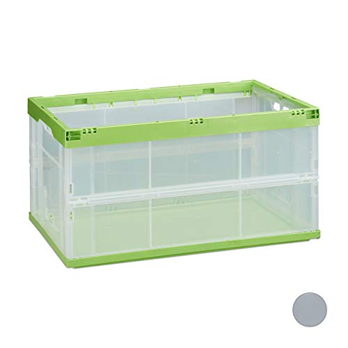 Relaxdays Profi Klappbox stabil Gewerbe hochwertiger Kunststoff Qualität 60L Kiste HBT 31 x 59 x 39,5 cm grün