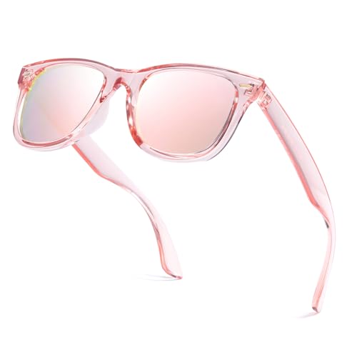 HASFOX® Polarized Sunglasses for Womens | UV Protection & Driving Anti Glare | Mirrored Trendy Square Shades with Case