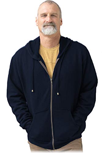 Dash Hemp Men's Zip Up Fleece Hemp Hoodie Jacket Long Sleeve Zipper Pockets S-XL