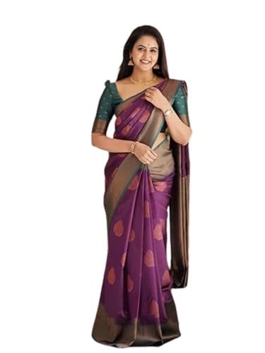 Image of Jaanvi fashion Women's Banarasi Silk Sarees With Zari Jacquard Work & Blouse Piece