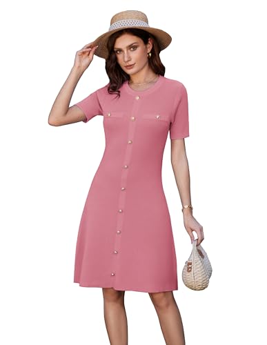 GRACE KARIN Damen Elegantes Abendkleid Kurzarm Rundhals Mini Strickkleid...