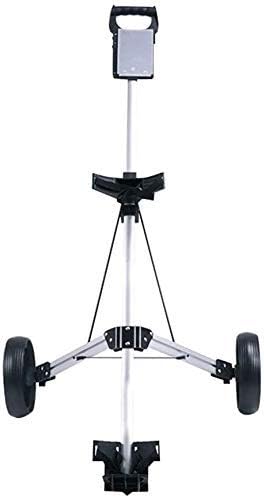 Golf Push Cart 2 Wheel Golf Push Cart, Portable Golf Trolley Collapsible Lightweight Pushcart for Golf Accessories Foldable 2 Wheel Push Pull Golf Cart/Cup Holder Trolley Swivel Steel Light