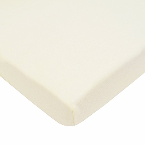 Image of TL Care Fitted Mini Crib Sheet 24" x 38", Soft Breathable Neutral 100% Cotton Jersey Portable Sheet, Cream, for Boys and Girls, Fits Most Pack N Play and Mini Crib Mattresses