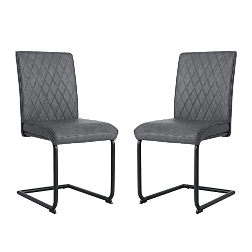 RayGar Nestor Lot de 2 chaises de salle à manger modernes en similicuir avec dossier haut Gris Cover