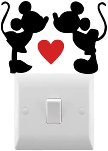 Mickey and Minnie Inspired Love Heart Novelty Small car Stickers, Light Switch Stickers, Laptop Stickers, Mouse Decals (8cm x 5cm)