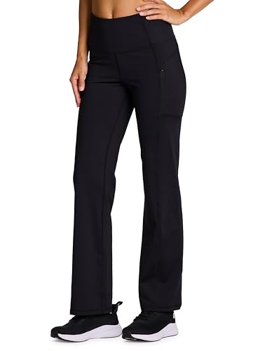 Legging évasé contre le froid avec poches zippées pratiques pour femme