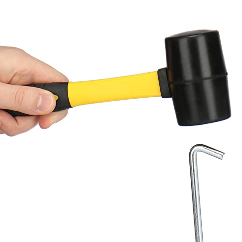 COM-FOUR® 2x mlotek gumowy z trzonkiem z wlókna szklanego - Mlotek kempingowy TWS z antyposlizgowa gumowana raczka - Mlotek z miekka obudowa do rzemiosla i kempingu (2 sztuki - z uchwytem z TWS)