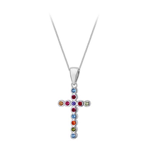 Pendentif Croix en Argent massif plaqué rhodium et oxydes de zirconium éclatants de prestige