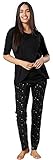  Zeta Ville Femme Maternité Pyjama de Nuit Nuisette Grossesse Allaitement 1021 (Noir & Noir avec étoiles, 38-40, M)