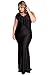 Lalagen Women's Ruched V Neck Plus Size Bodycon Long Evening Party Maxi Dress black XXXL