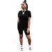 TOPSRANI Womens Two Piece Outfits Bodycon Tracksuit Sweatsuits Solid Jogger Biker Workout Lounge Pajamas Shorts Pant Set All Black S