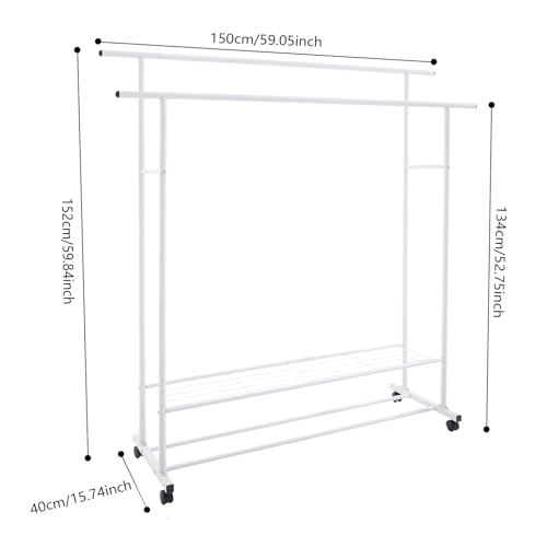 Portant à vêtements sans perçage OUKANING blanc à double étagère