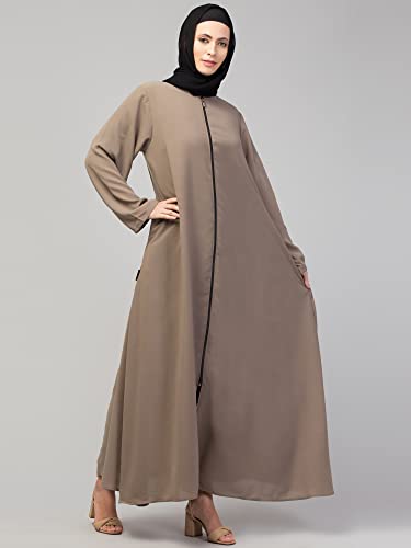 Image of Mallika Women Modest Wear Nida Matt Front Open Zipper Abaya Burkha for Everyday use