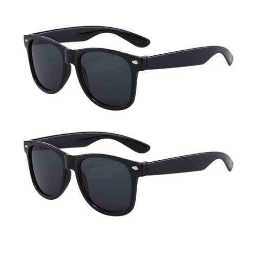 Image of Wvbzf 2Pcs Boys Sunglasses Age 6, Classic Style Retro Kids Black Sunglasses For Boys and Girls Age 3-10, Kids Beach,School,Shopping,Party