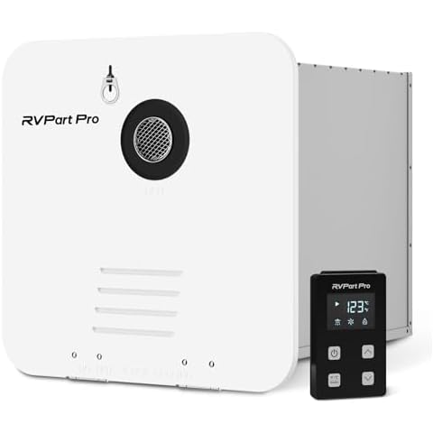 RV Tankless Water Heater Propane Gas, with 15"x15" White Door and Remote Controller, DC 12V, 7×24 Technical Support, High Altitude, Easy Installation, Compatible with All RVs,GT42,White Cover