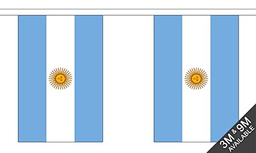 Flagtex Argentina Fabric Bunting – 9m with 30 Flags – Fabric for Indoor & Outdoor Use – String Flags Banners Argentine Argentinian South America Latin America