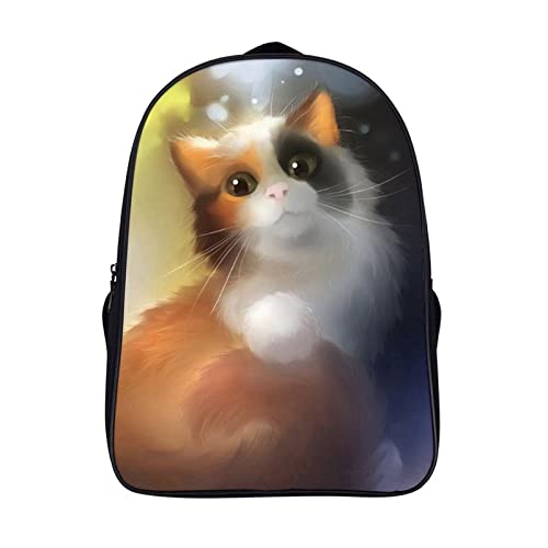 Sac à dos d'école pour enfants chat 3D bleu rose 40x28x16cm