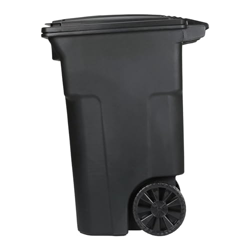 RV12 64-Gallons Black Plastic Wheeled Trash Can With Lid Outdoor thumb #3