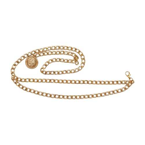 Women Dressy Fashion Narrow Belt Hip Waist Gold Metal Greek Leaf Charm Size S M z3074