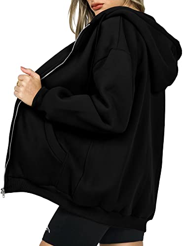 Prettygarden Women's 2023 Zip Up Y2K Hoodies Casual Long Sleeve Sweatshirts Fall Track Jackets With Pockets (Black,X-Large) #TOP7