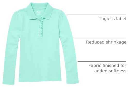 Image of The Children's Place Girls' Uniform Long Sleeve Ruffle Pique Polo
