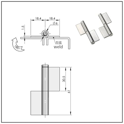 Charnière de drapeau en acier inoxydable L amovible pour machine - 4