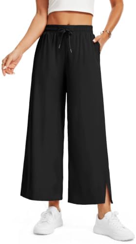 Feiersi Women's High Waisted Wide Leg Ankle Pants Lightweight Cas...