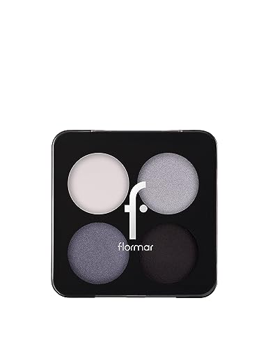 Flormar Color Eyeshadow Palette - Lidschatten Palette Bunt – 4er Eyeshadow mit Feiner Textur in Matt & Schimmer – Hochpigmentierte Nude- & Smokey-Töne für Augen Make-up – 2 Black Dust