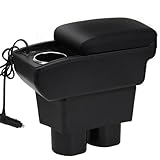 AULPHIKE Compatible with Toyota Avanza Rush Armrest Center Console Organizer Armrests Double Layer Storage Space with Cup Holder and Fast Charging Connector