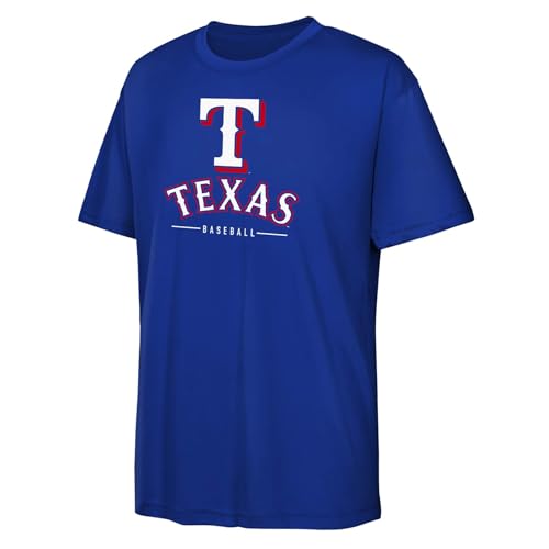 MLB Kids Youth 4-20 Official Team Spirit Premier T-Shirt (US, Numeric, 14, 16, Regular, Texas Rangers - Blue)