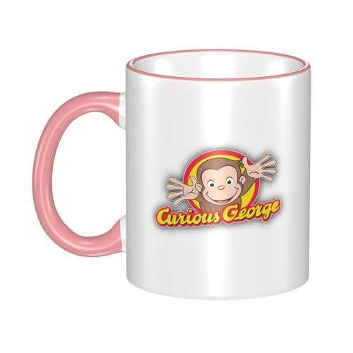 おさるのジョージ マグカップ 保温・保冷 電子レンジ対応 コーヒーカップ 陶器 セラミック 耐高温 軽量 個性人気 誕生日プレゼント大容量 Pink