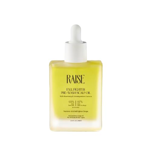 Image of Raise Fall Fighter Pre-Wash Scalp Oil | Infused with Rosemary, Turmeric, Neem & Hemisqualane | 93% Less Hair Fall & 97% Less Breakage | Lightweight, Silicone Free Hair Strengthener | 48ml