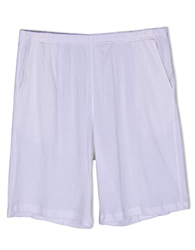 Mens Cotton Short Sleeve Pajama Sets, Soft Nightwear Shorts With Pockets Set (S, White) #TOP2