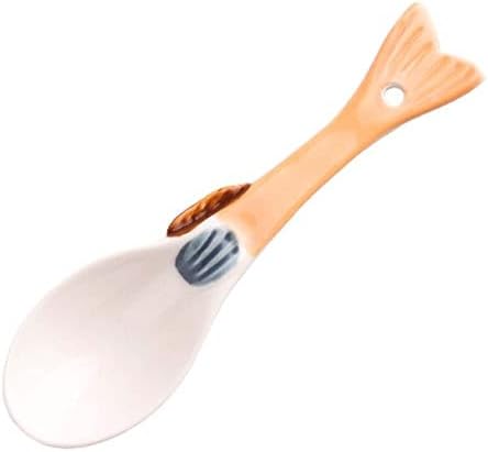 Tea Spoons Fish Shaped Ceramic Spoon Short Handle Kitchen Dessert Spoon 6 Pieces Ice Tea Spoons (Color : C) (C)