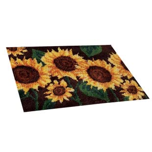 ROCKY&CHAO Latch Hook Kit for Adults & Kids Complete DIY Rug Making Craft Kits with Yarn & Canvas and Crochet Needle, Adult Craft Kits for Women, Relaxing Home Art Project - Sunflower 50x38cm