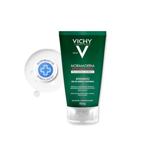 Vichy Normaderm, Gel de Limpeza Profunda para Peles Mistas a Oleosas, Controla a Oleosidade e o Brilho Excessivo, Desobstrui os Poros, Ação Calmante, 150g